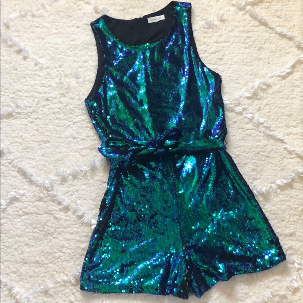 Reverse sequin romper!